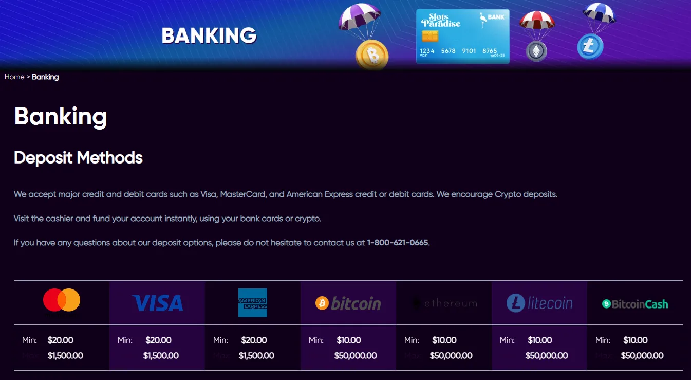 Slots Paradise banking 2