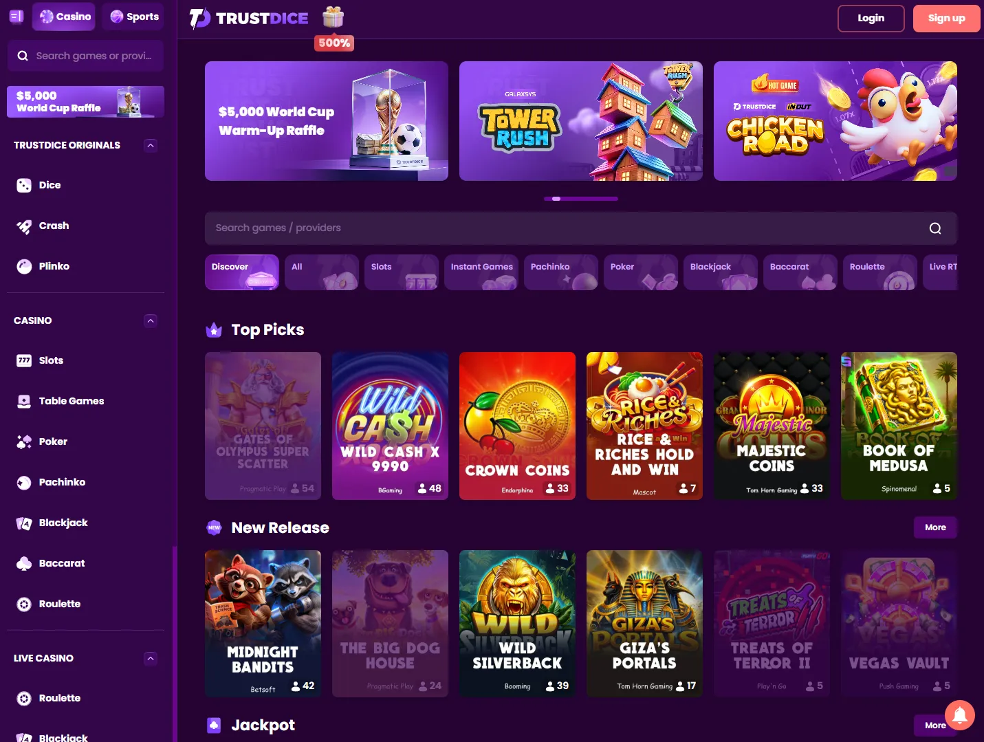 TrustDice homepage 1