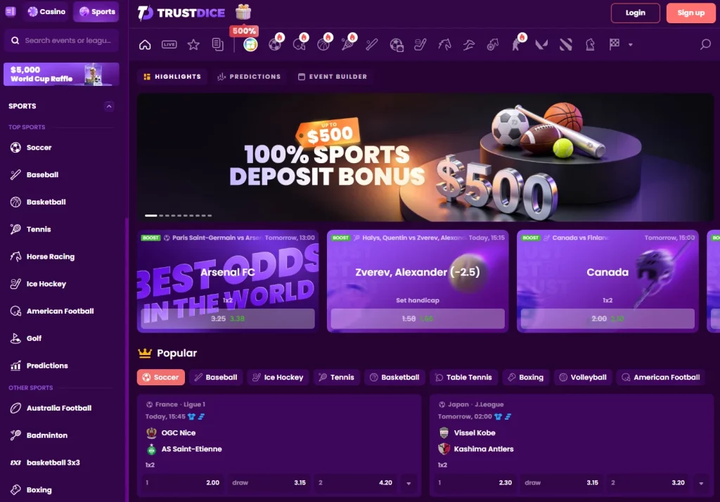 TrustDice sportsbook