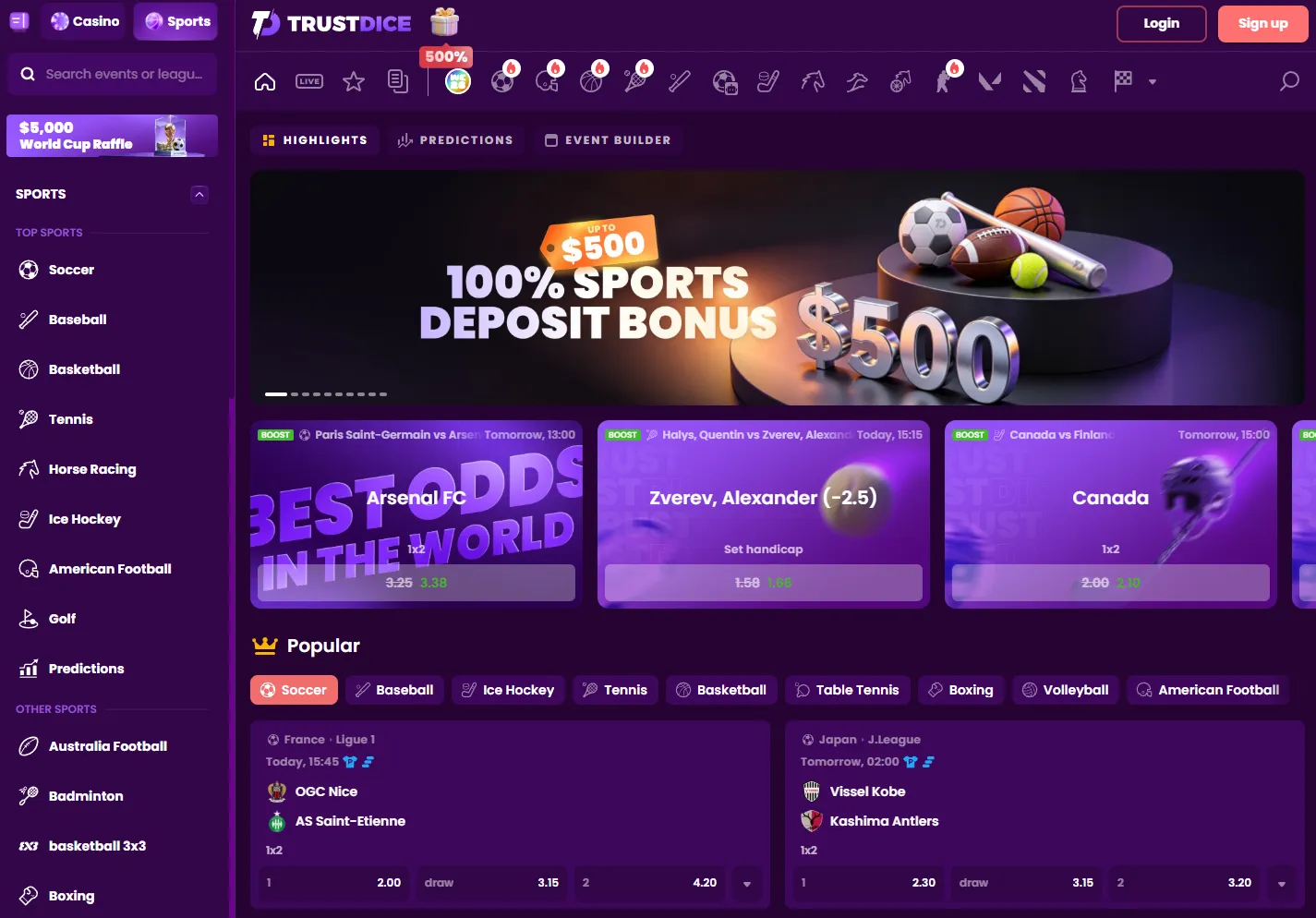 TrustDice sportsbook 6