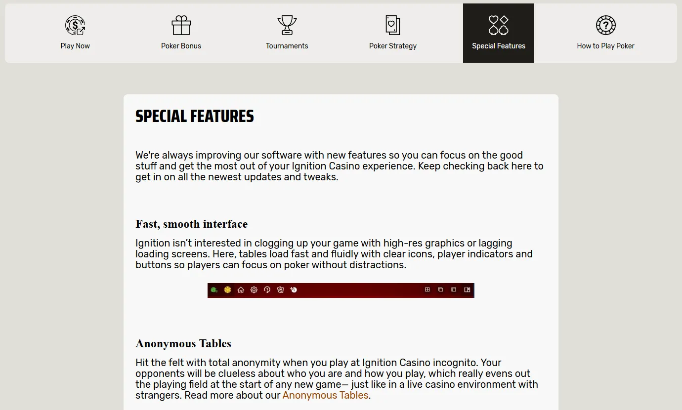 ignition casino poker special features 7