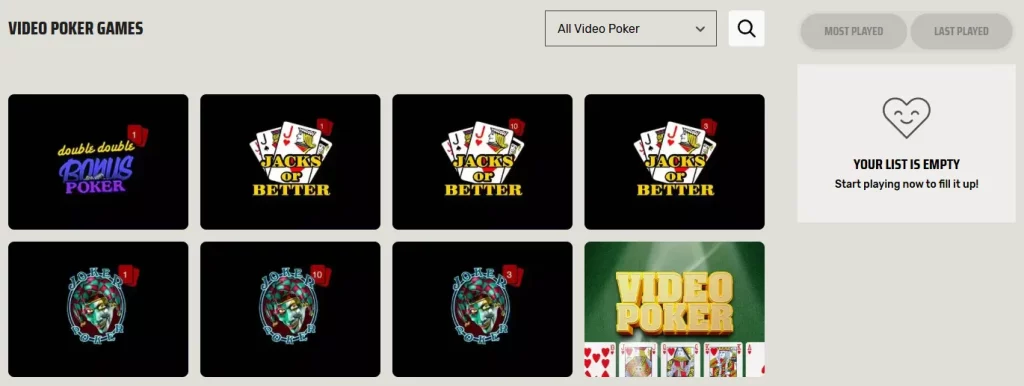 ignition casino video poker