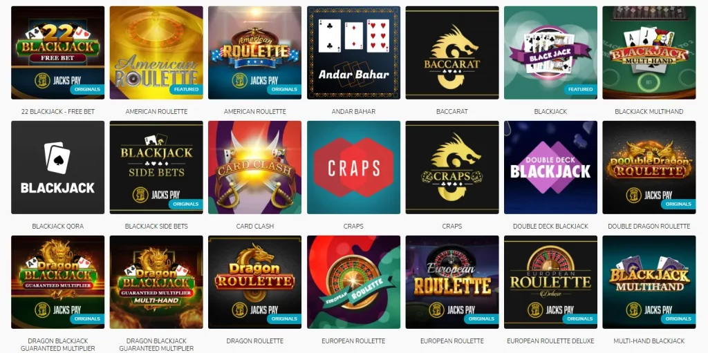 jackspay table games