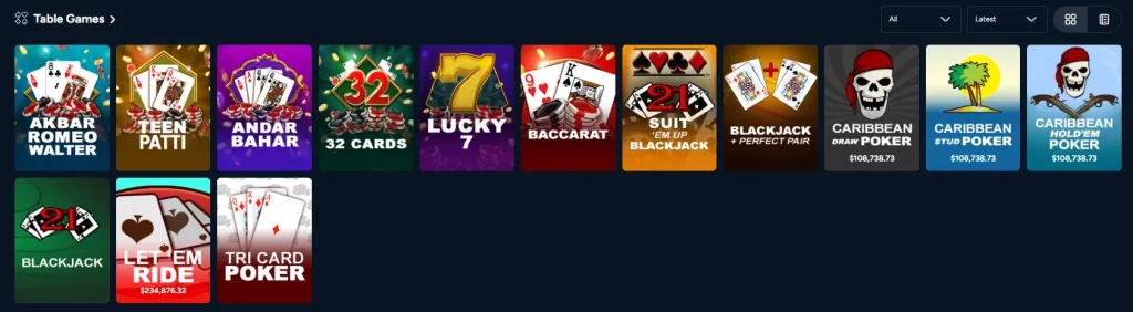 onlinecasinogames table games