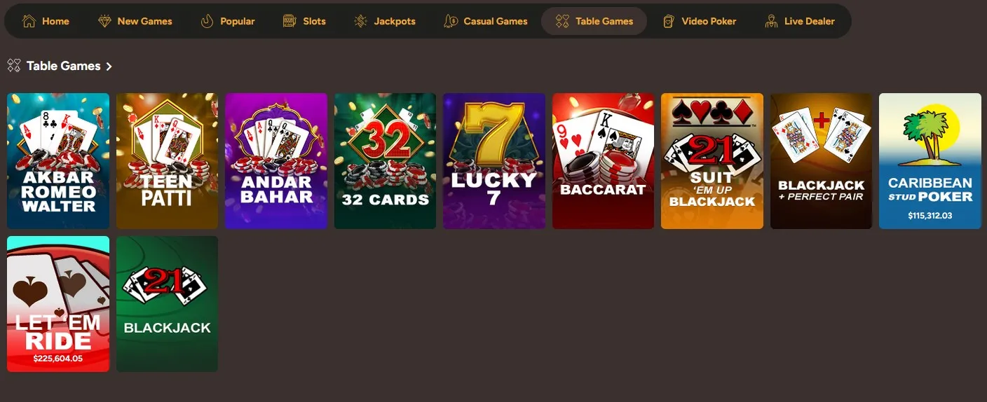 sun palace table games 3