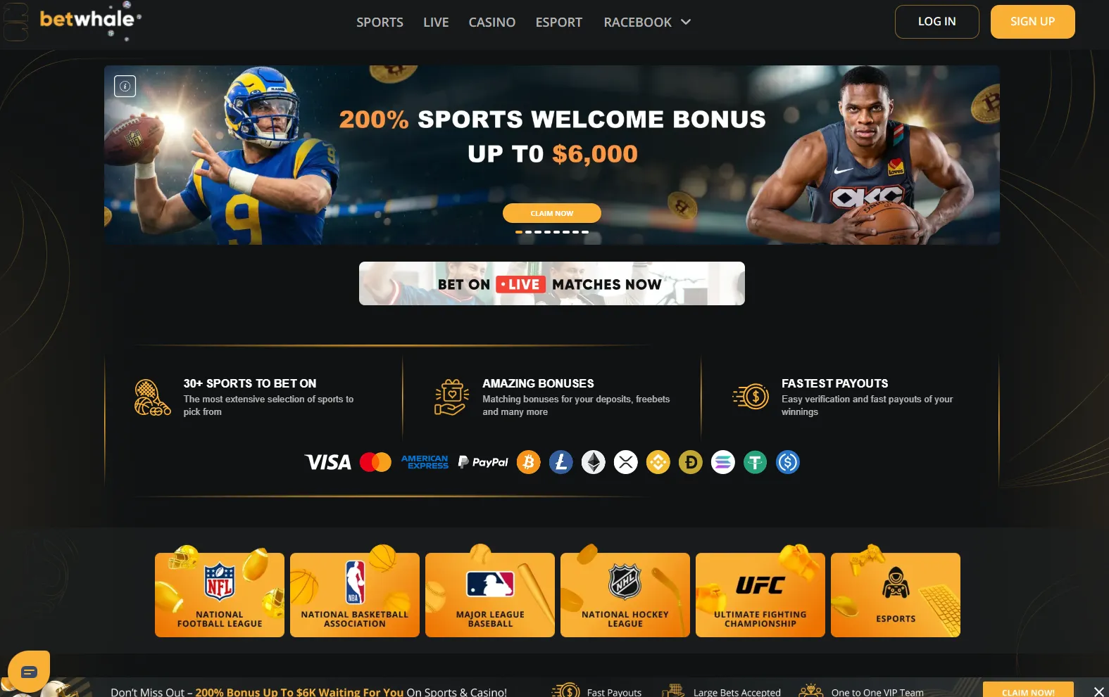 BetWhale homepage 5