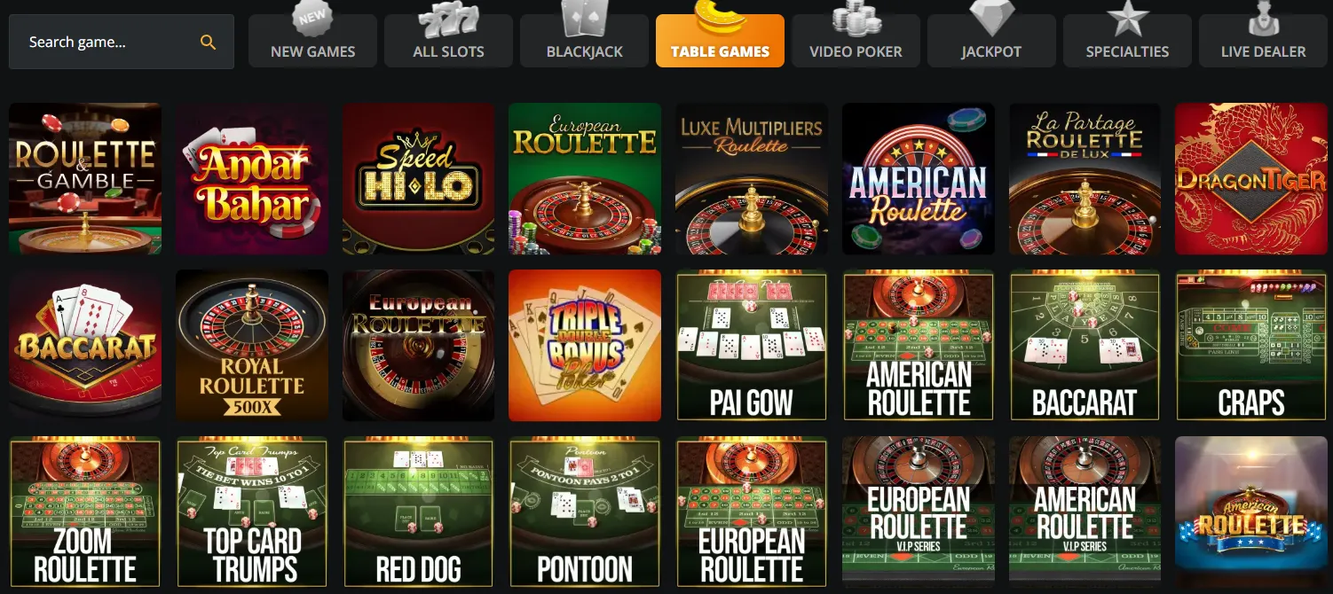 BetWhale table games 11