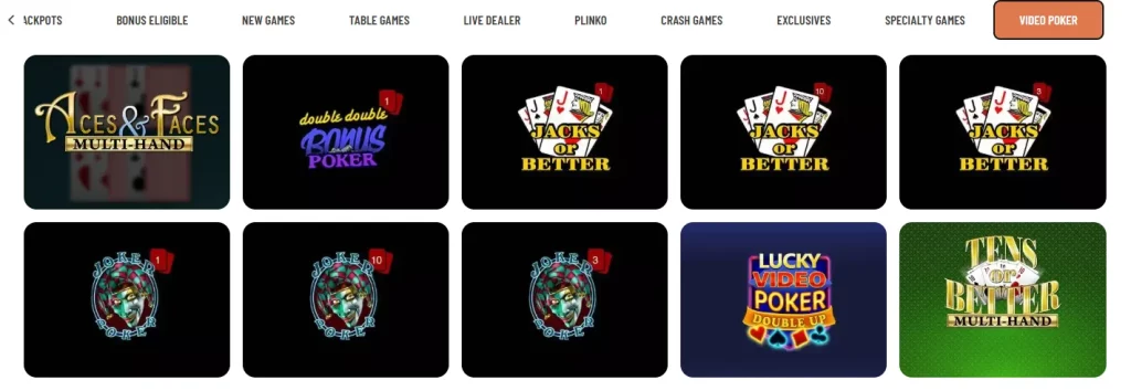 Cafe Casino video poker