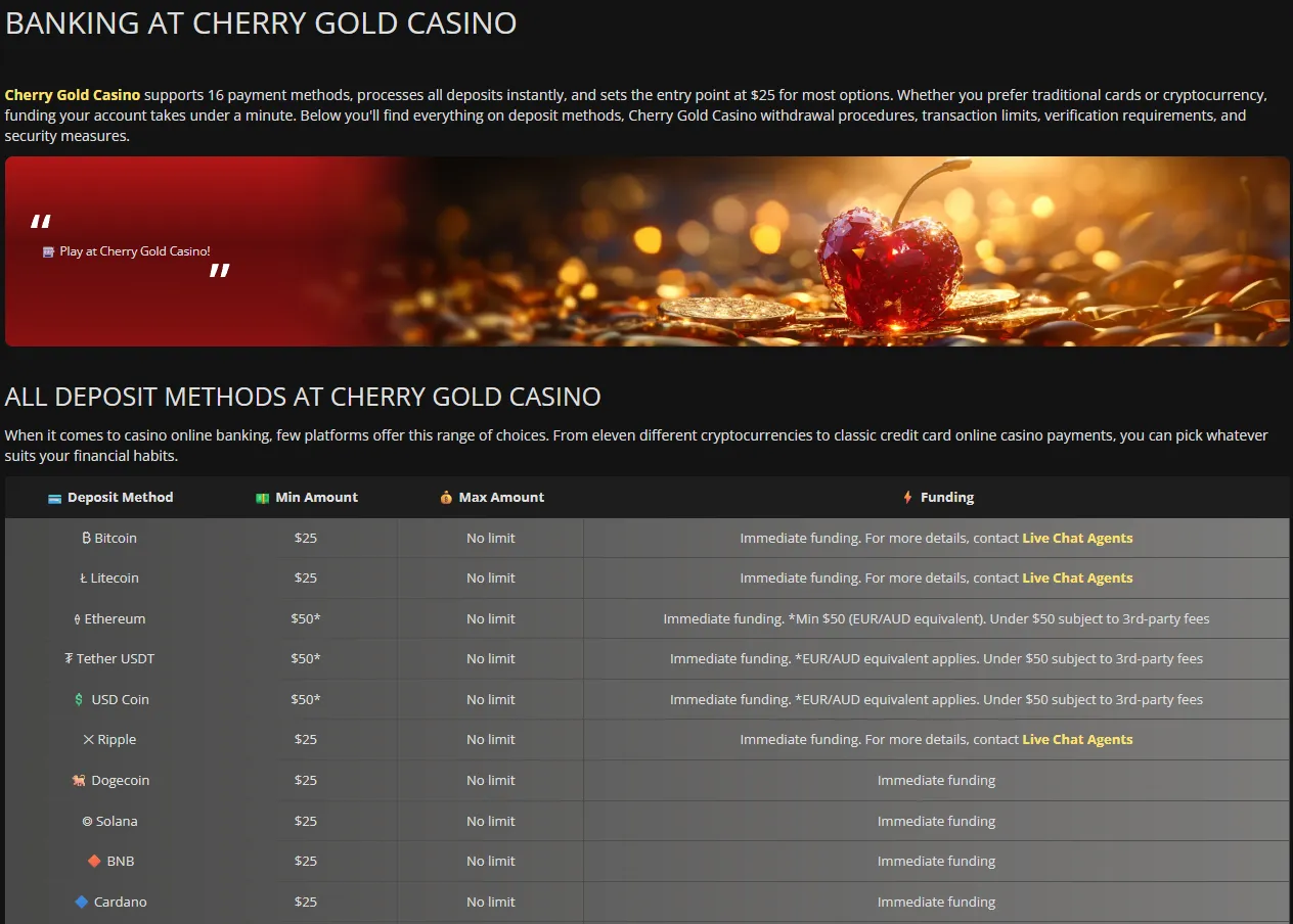 Cherry Gold Casino banking 8