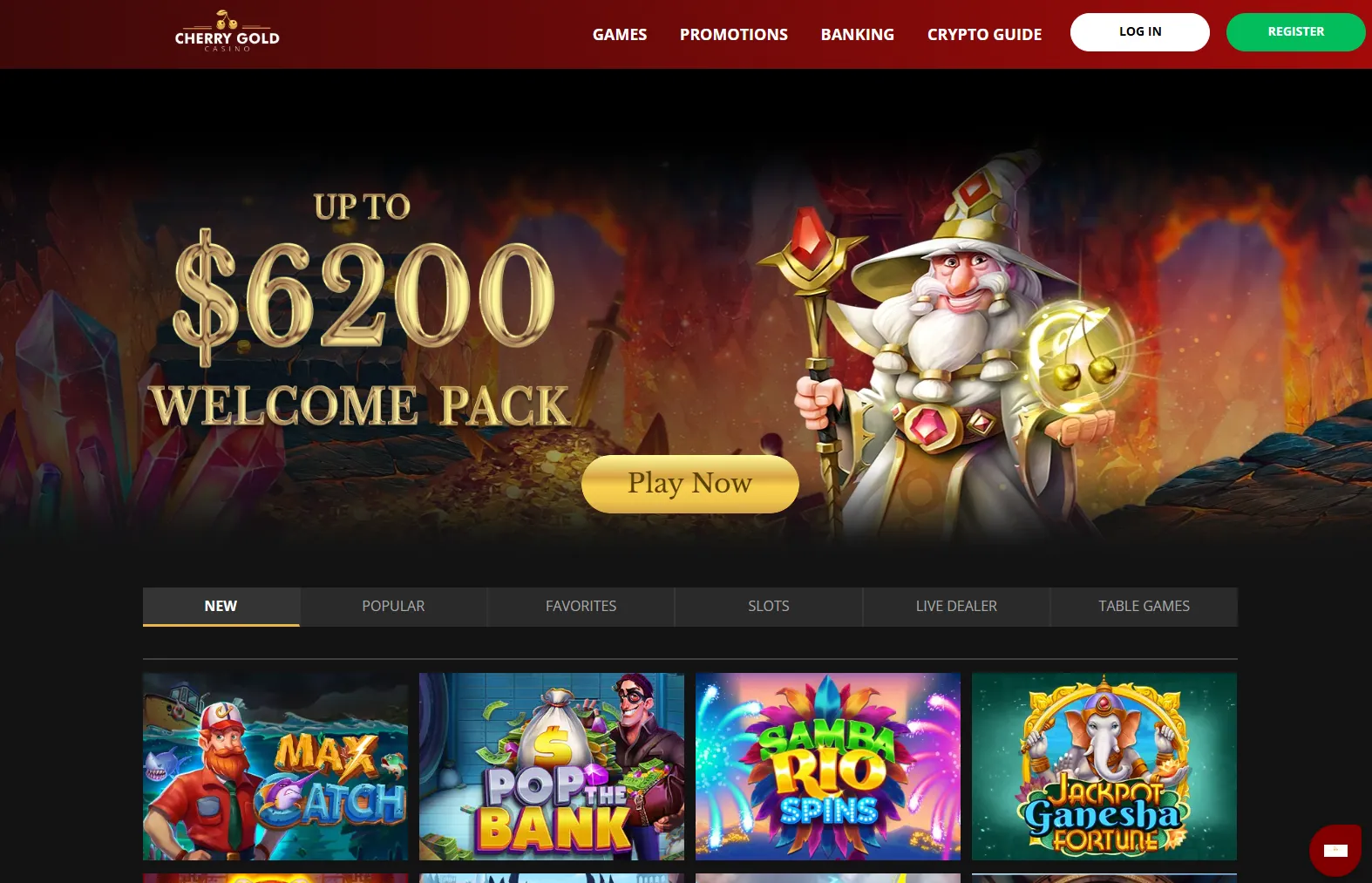 Cherry Gold Casino homepage 1