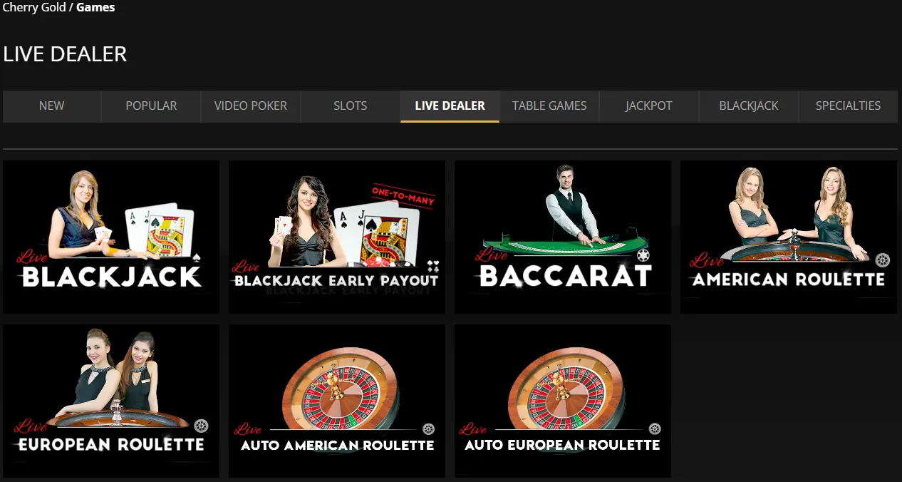 Cherry Gold Casino live dealer 3