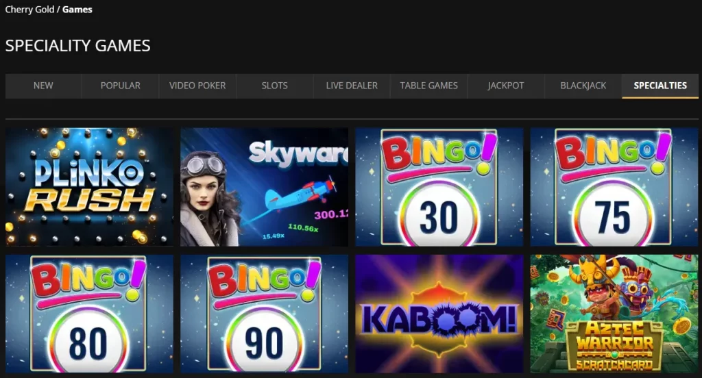 Cherry Gold Casino specialty games