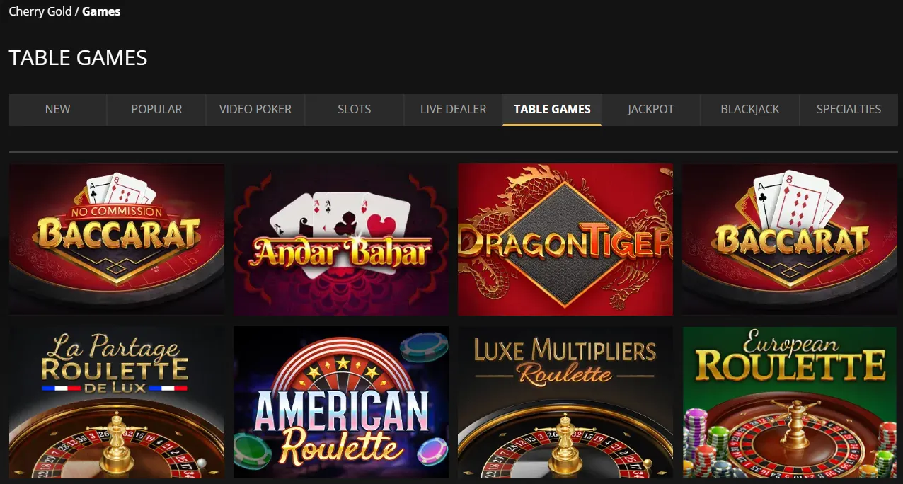 Cherry Gold Casino table games 6