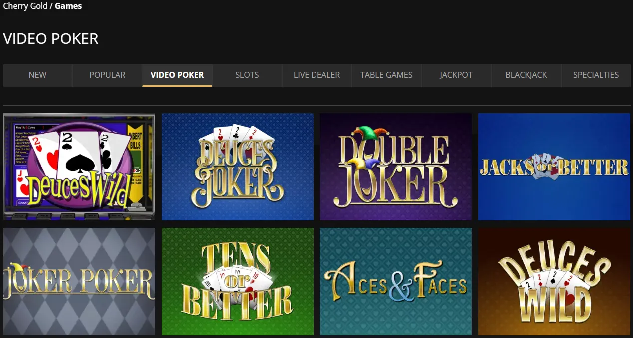 Cherry Gold Casino video poker 7