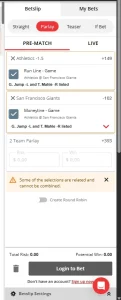 betonline parlay betslip