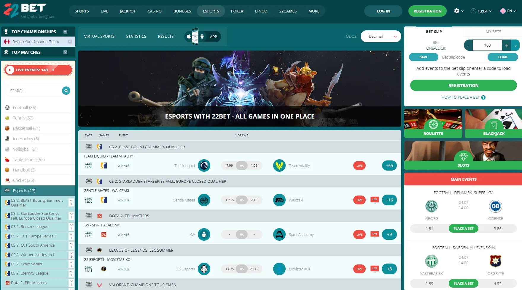 22bet esports 2