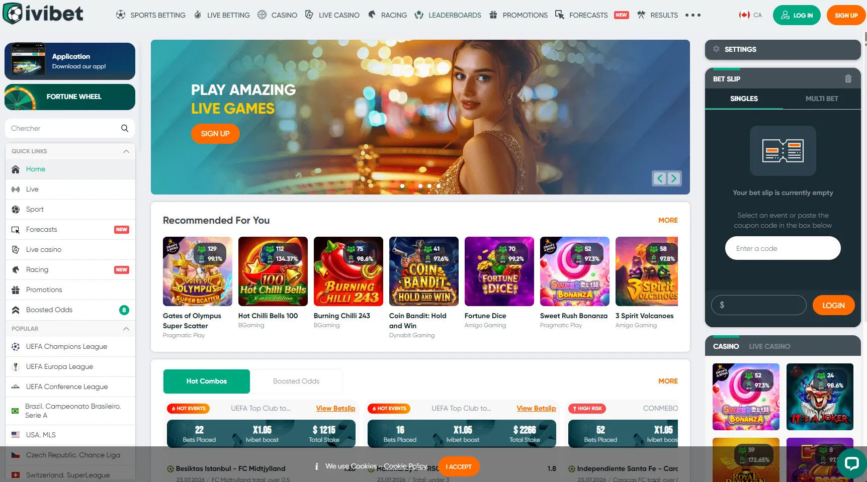 IviBet Casino homepage 1
