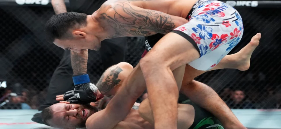 Max Holloway hitting Conor McGregor