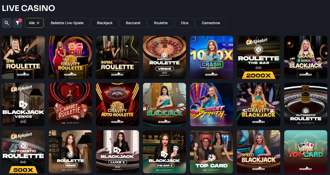 Koko.bet live casino met roulette-, blackjack- en baccaratspellen 4