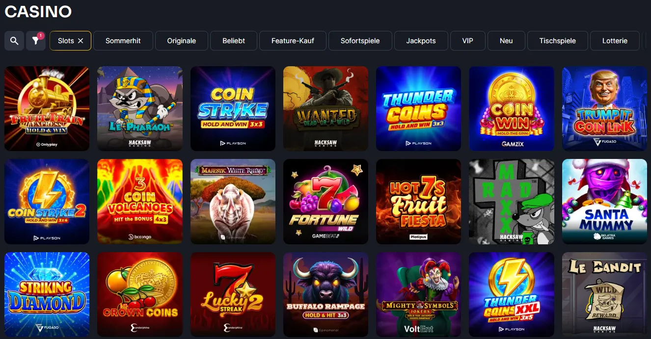 Koko.bet slots-pagina met een overzicht van beschikbare gokautomaten 5
