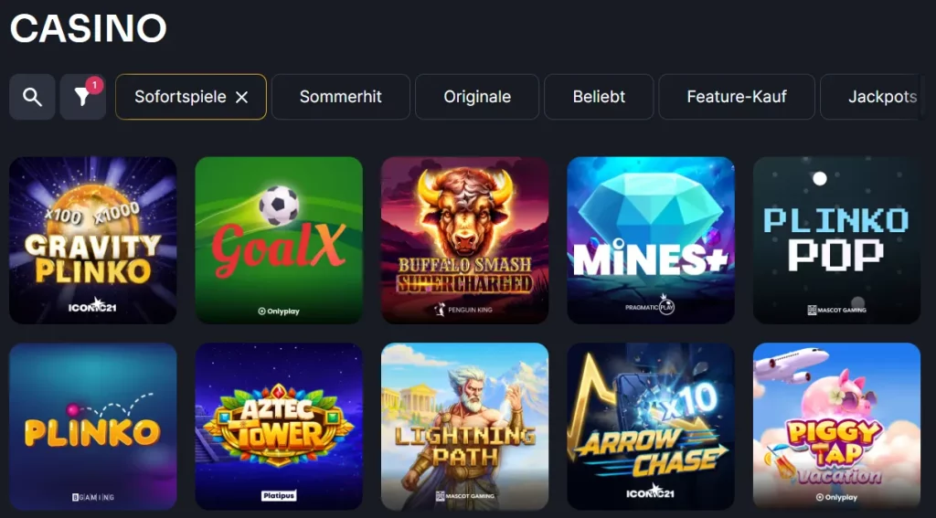 Koko.bet instant games met Plinko, Mines en andere speciale casinospellen