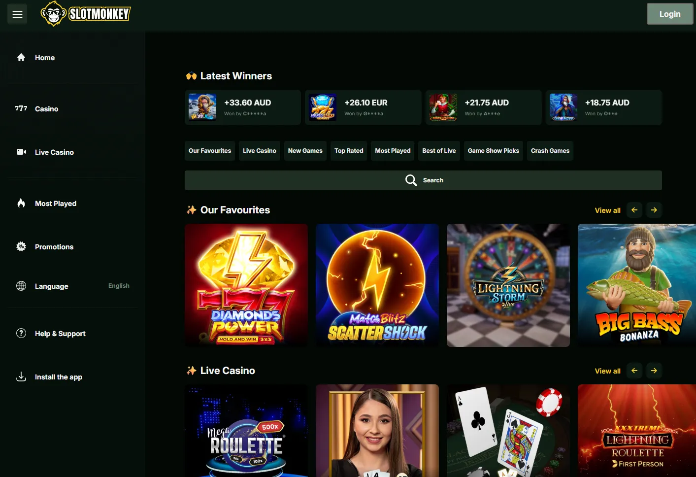 slotmonkey.io homepage 1
