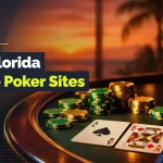 Poker table and laptop with title "Best Florida Online Poker Sites"