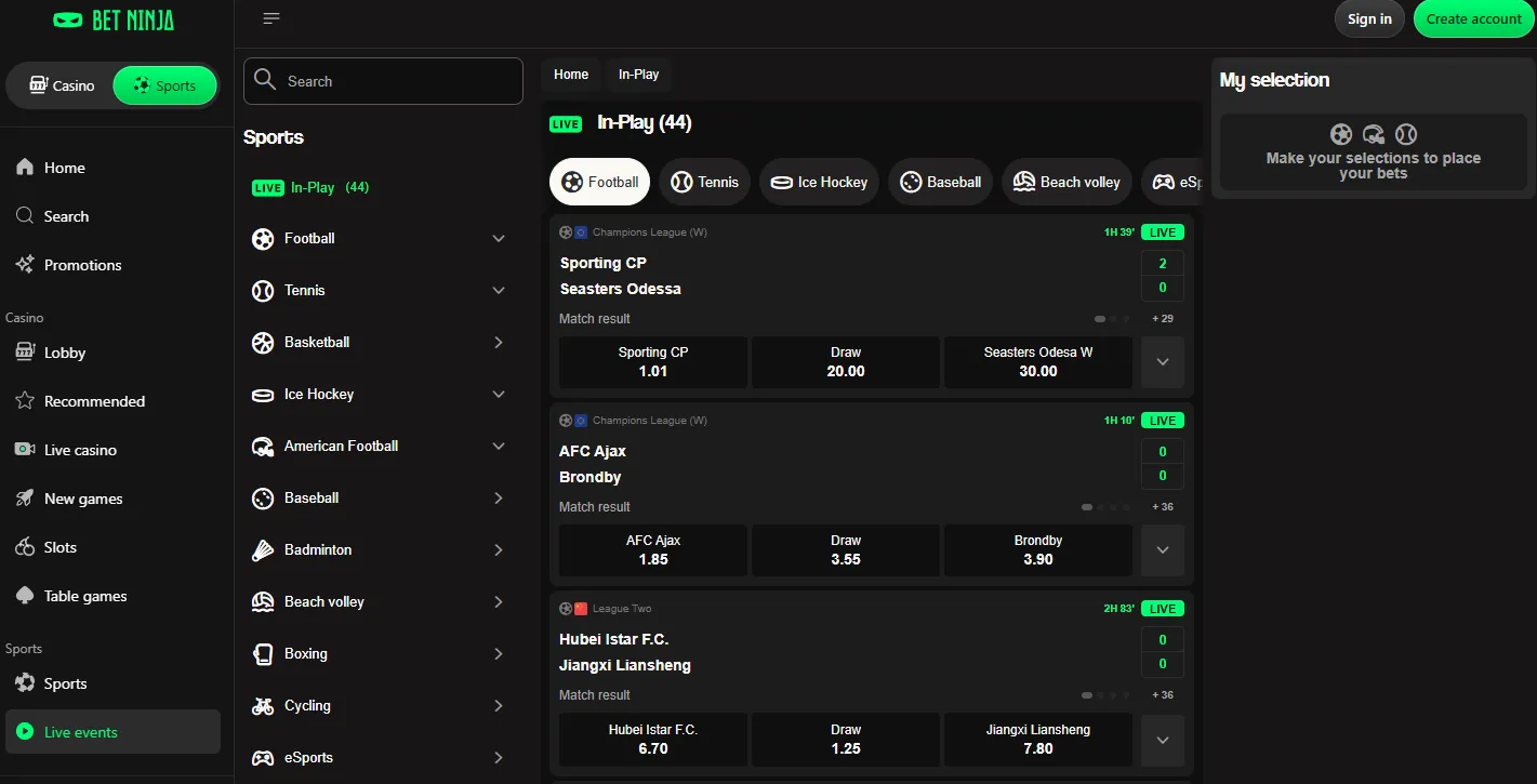 betninja live betting 6