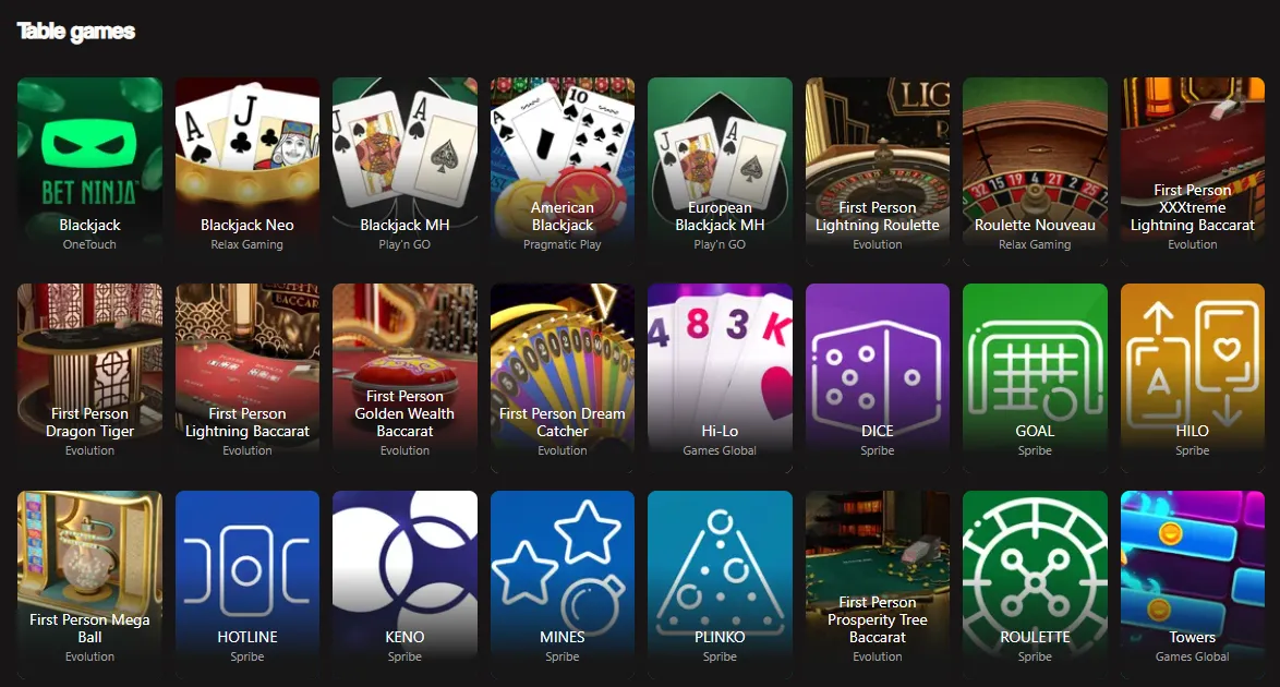 betninja table games 3