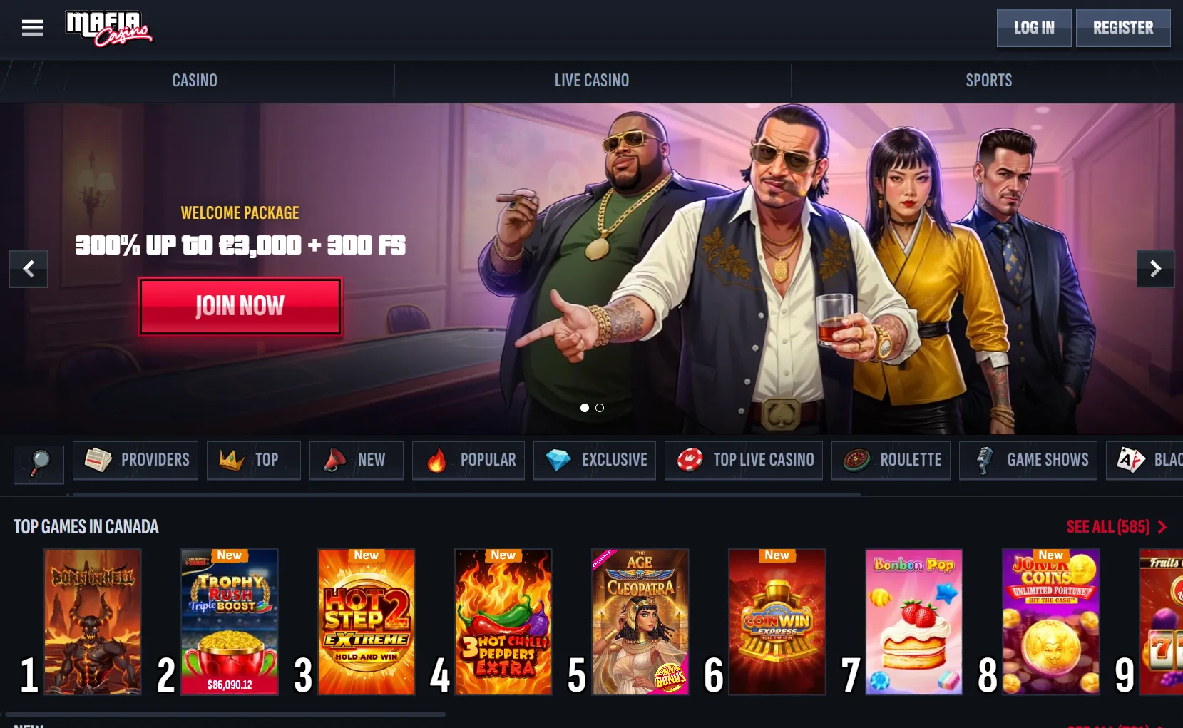 mafia casino homepage 1