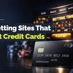 Credit card in front of an online roulette game, with the text “Top Betting Sites That Accept Credit Cards.”