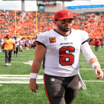 Baker Mayfield walking on the field