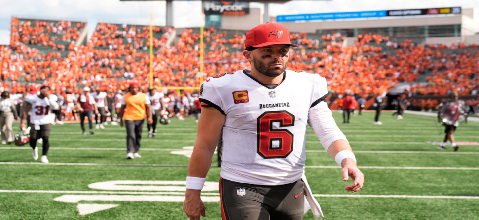 Baker Mayfield walking on the field