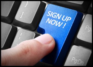 Enter key replaced with "Sign up now"