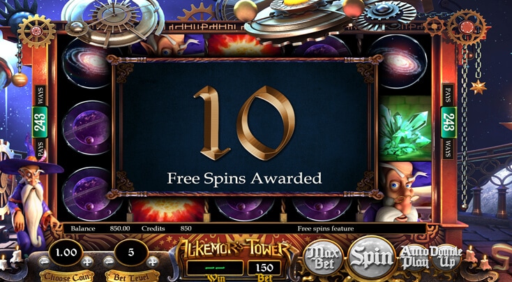 Alkemors Tower Free Spins Awarded