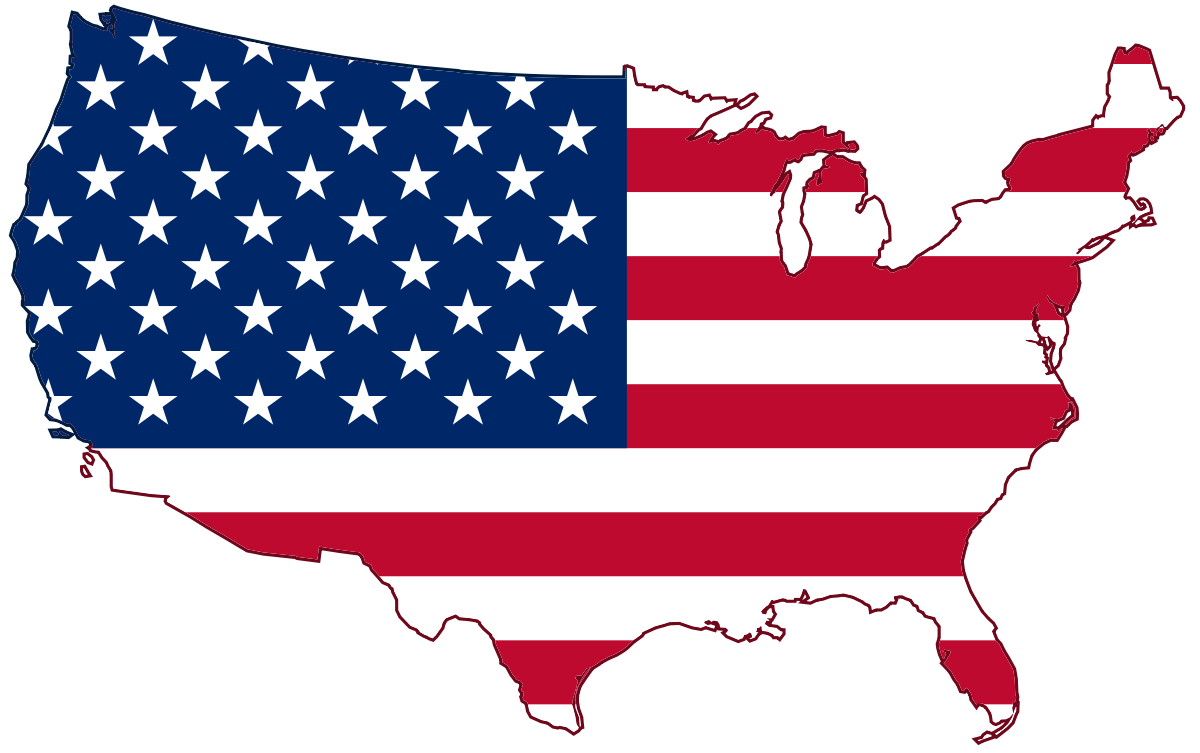 United States map with flag