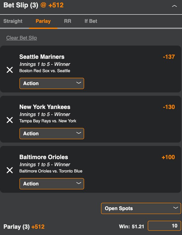 Parlay Betting Slip