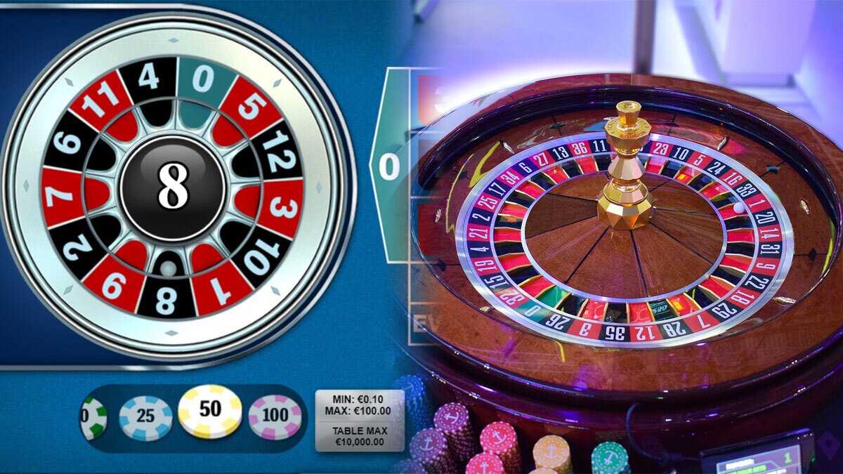 Mini Roulette Wheel on the Left and a Regular Roulette Wheel on the Right