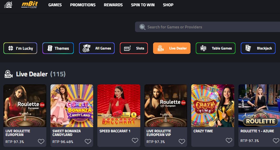 mbit casino screenshot