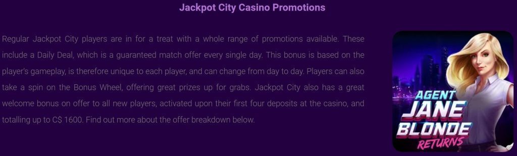 jackpot city bonuses