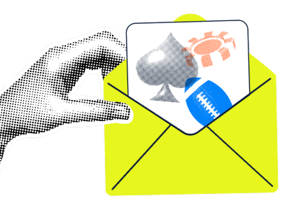Email newsletter about online casino games, poker chips and sports betting