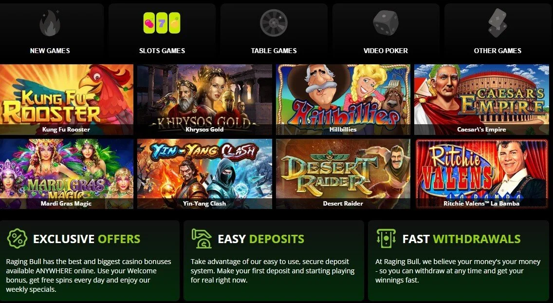 Raging Bull slots selection