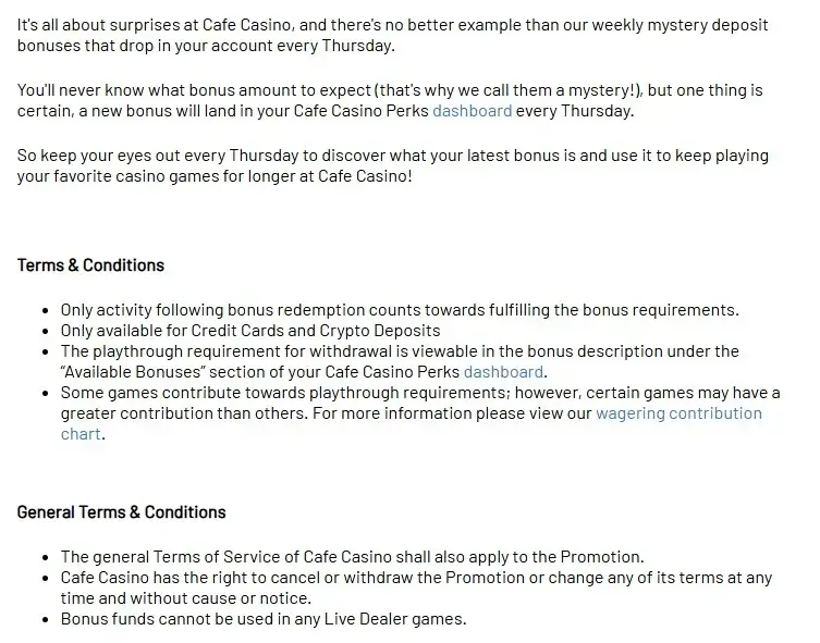 cafe casino bonus terms and conditions