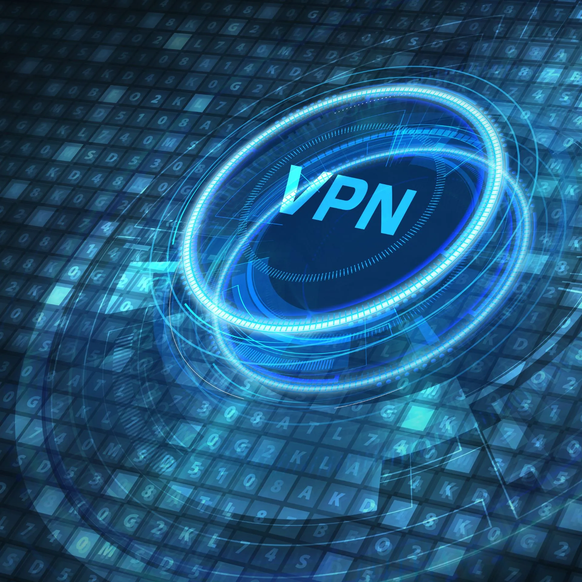 letters vpn in blue futuristic image
