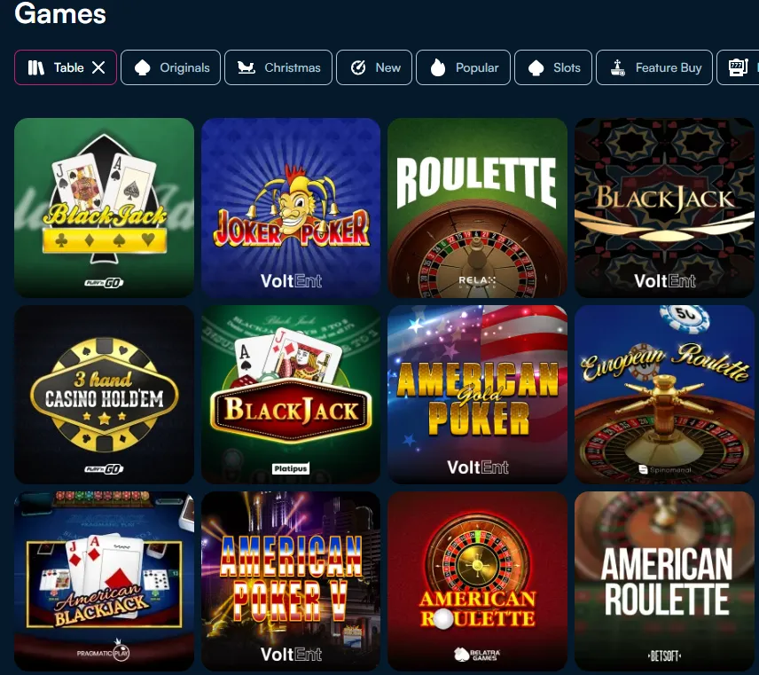 fanobet table games