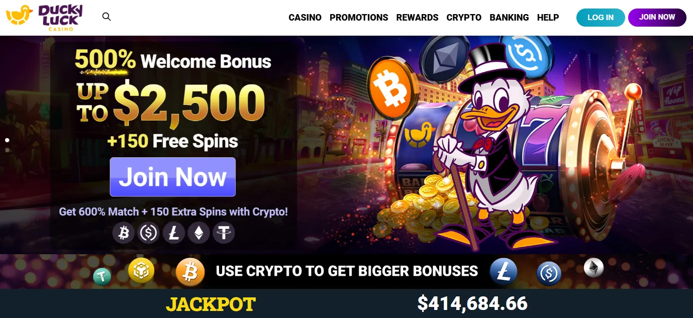 DuckyLuck homepage 1