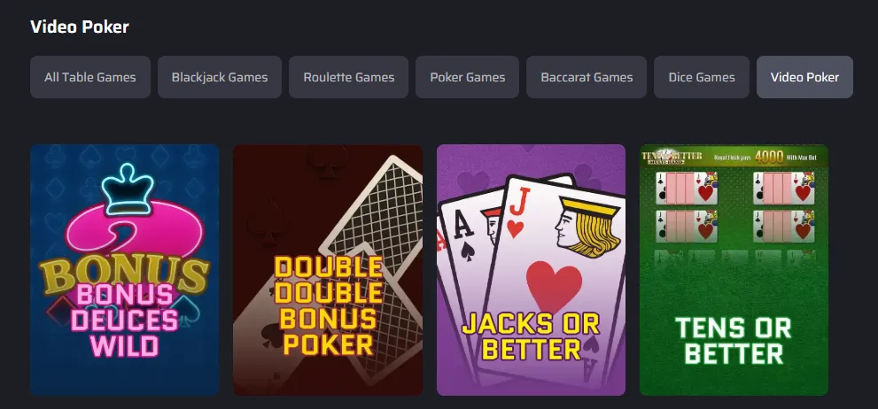 lucky rebel video poker