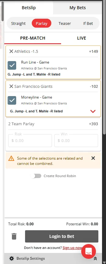 betonline parlay betslip