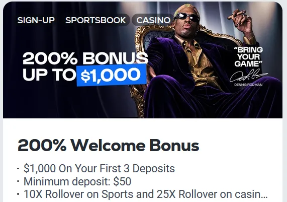 betus 200% welcome bonus