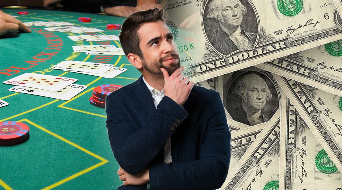 man considering blackjack